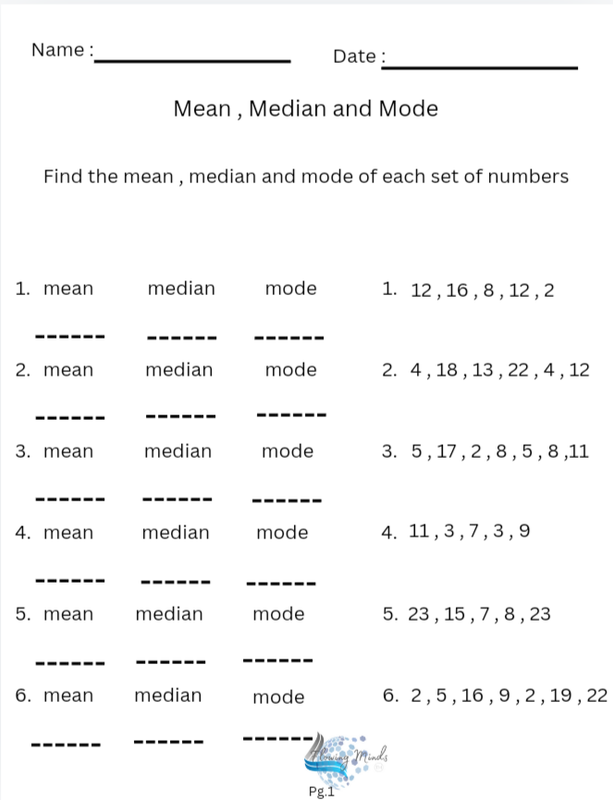 Averages : Mean , Median and Mode worksheet with answer key