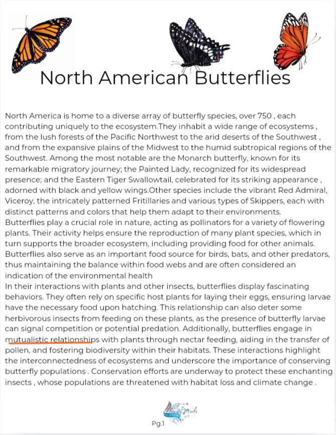 Butterflies of North America : The Monarch Butterfly  , symbiotic and mutualistic relationship&#39;s bundle