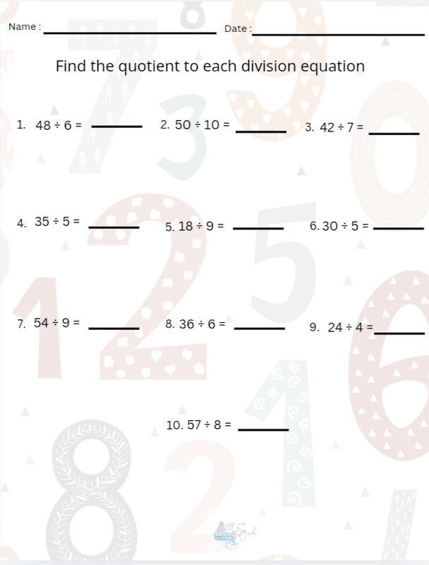 Short division worksheet