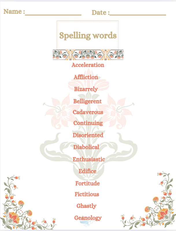 Spelling words List A -X