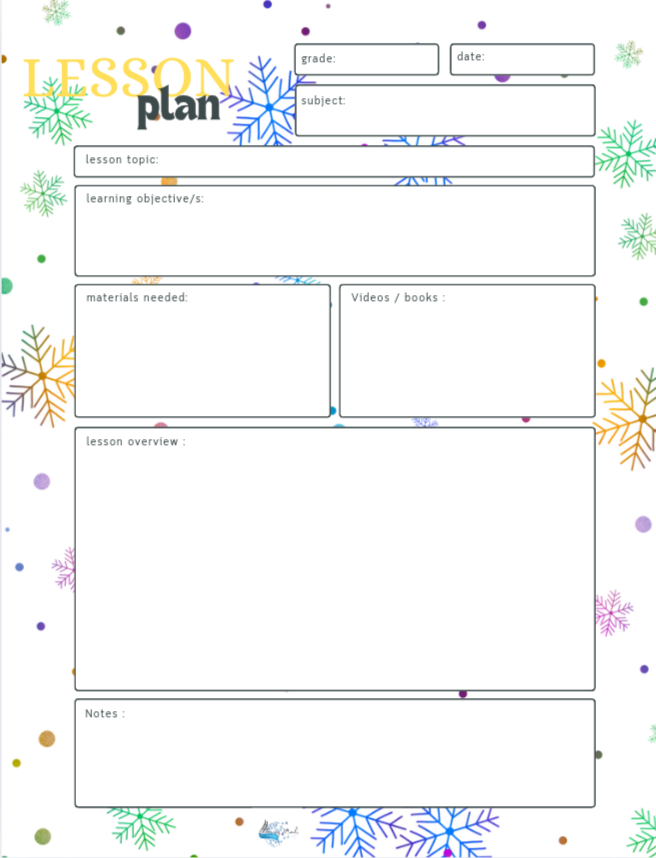 Winter themed Lesson plan