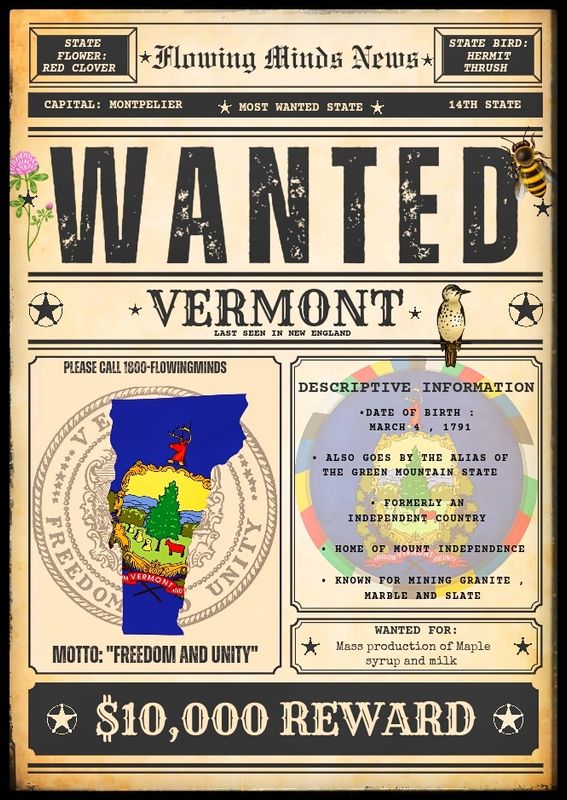 State of Vermont wanted poster