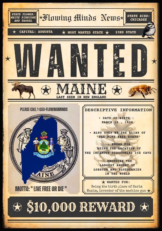 State of Maine wanted poster