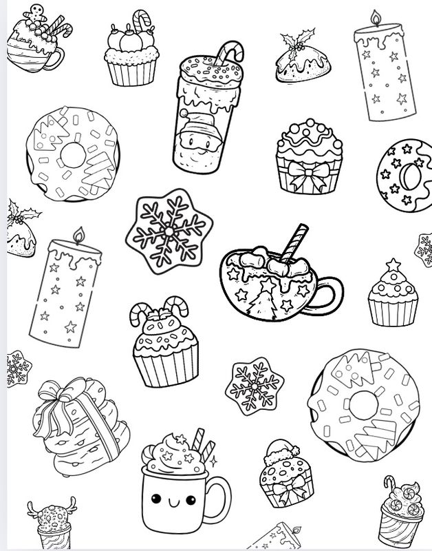 Adult winter sweet treats coloring page freebie
