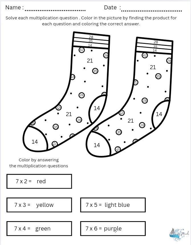 Color by answer multiplication coloring book