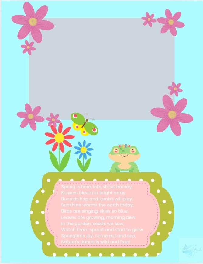 Spring time picture frame with short poem