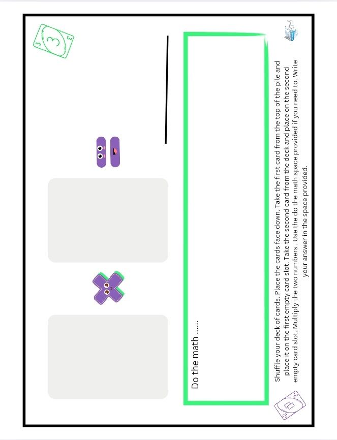 Playing card addition and multiplication activity
