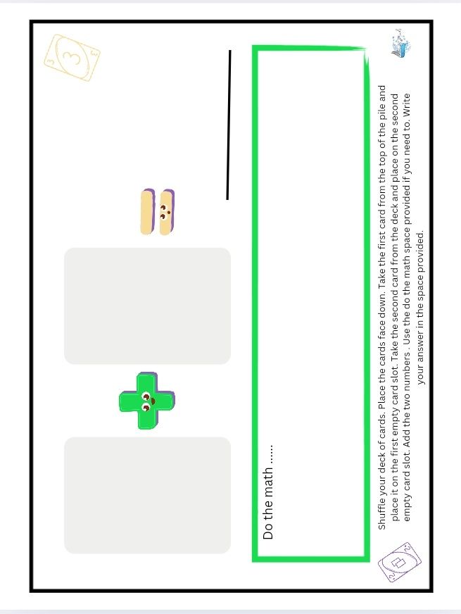 Playing card addition and multiplication activity