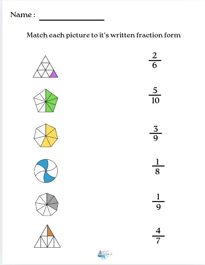 Matching fractions worksheet 