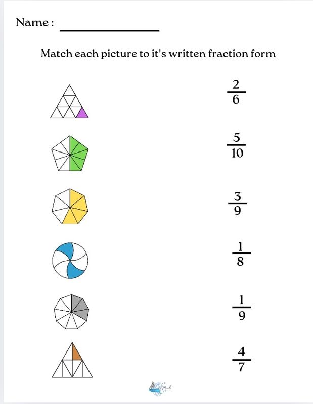 Matching fractions worksheet 