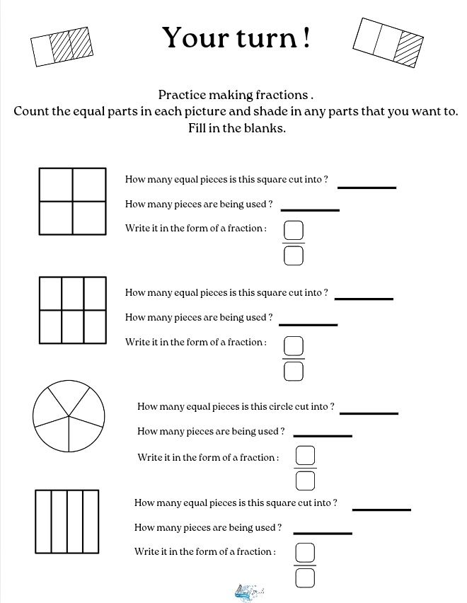 Introduction to fractions workbook