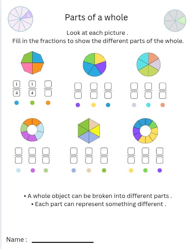Introduction to fractions workbook