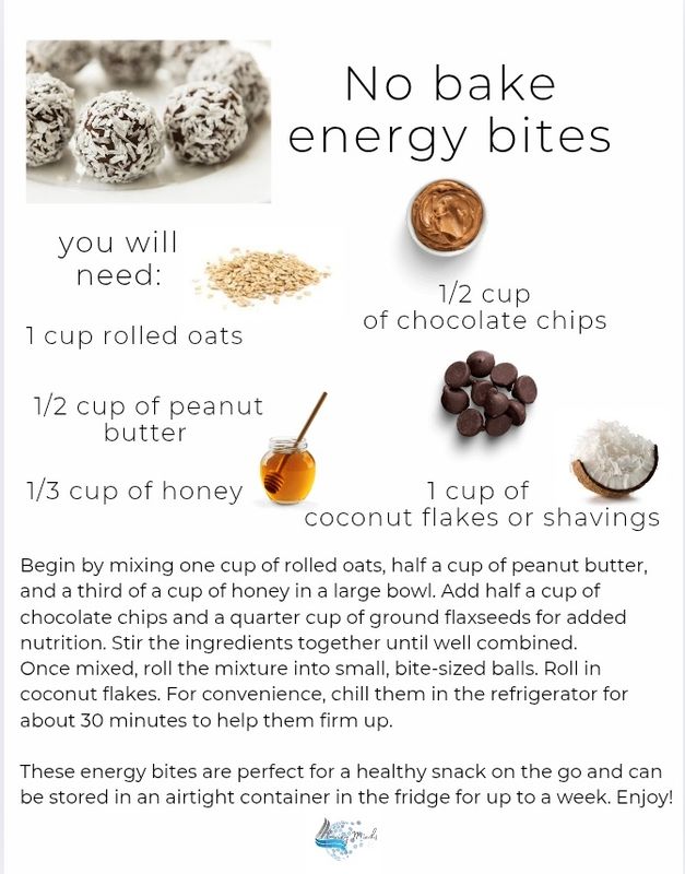 No bake peanut butter and chocolate chip energy bites