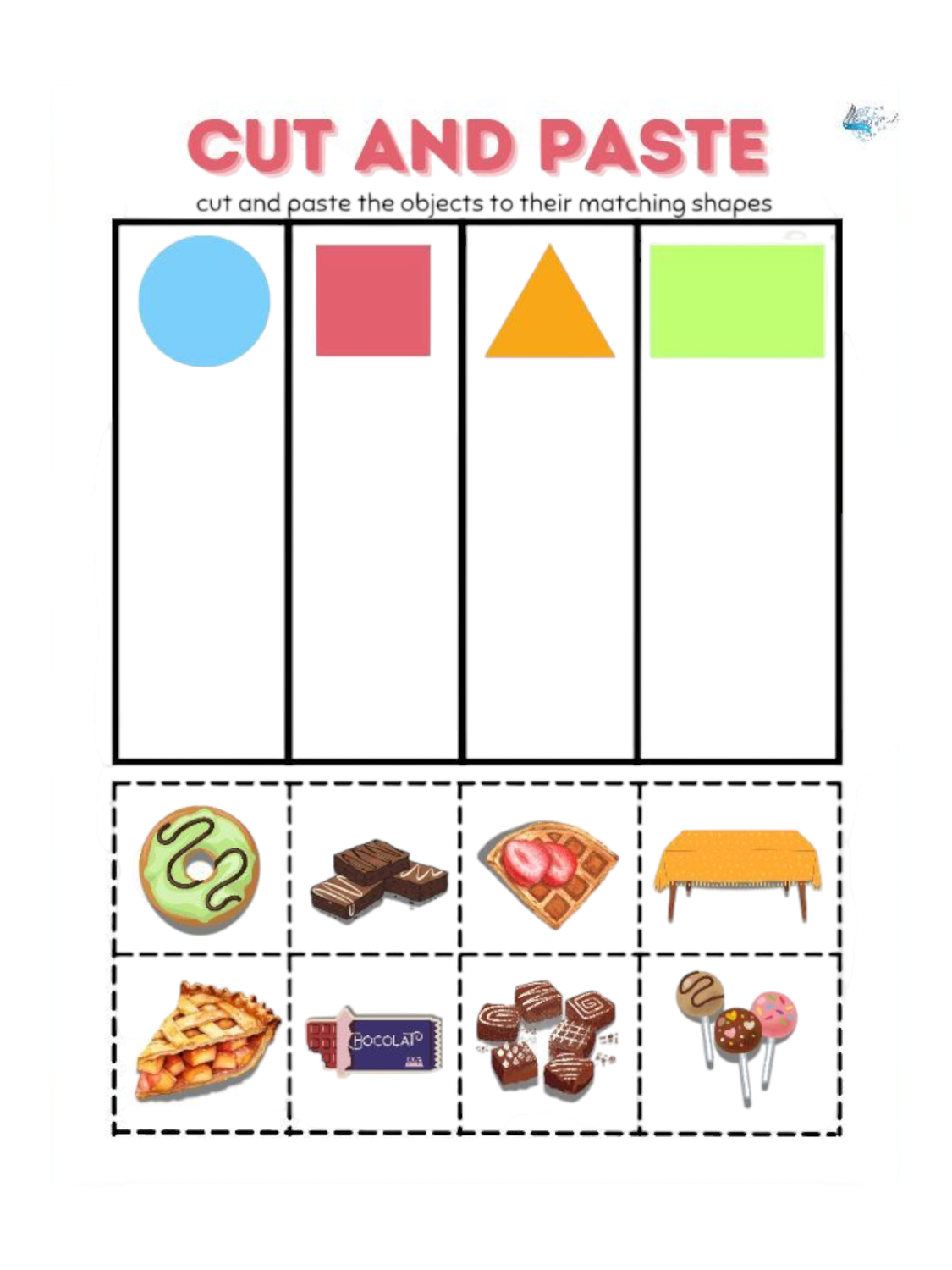 Cut and paste shapes worksheet