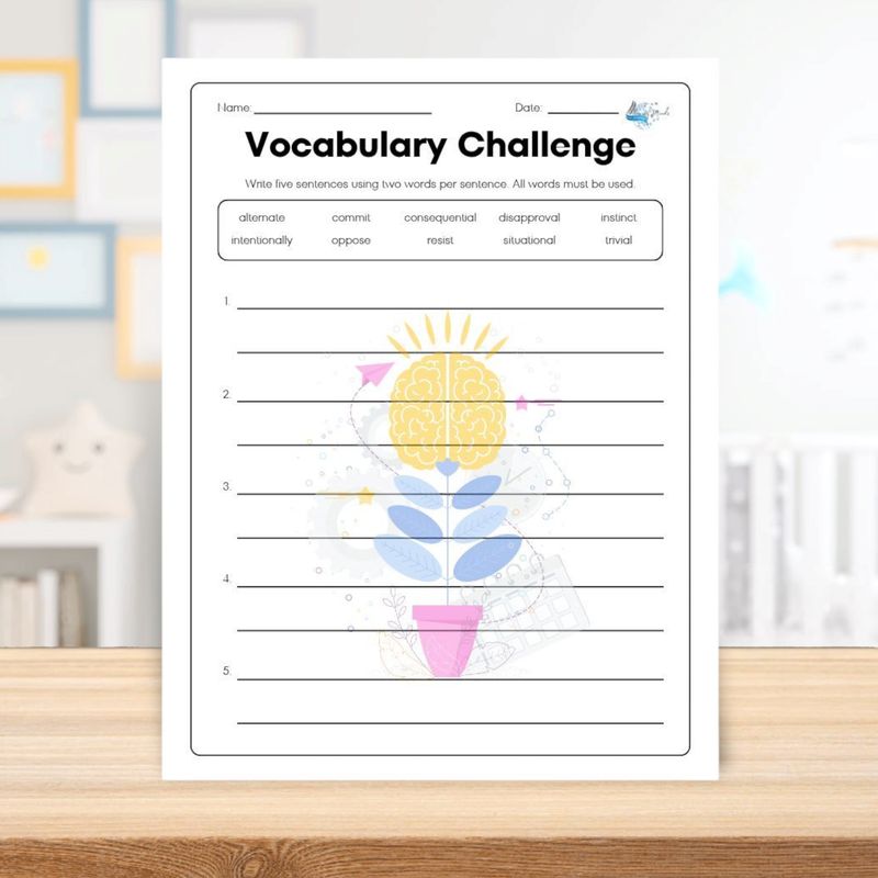 Vocabulary challenge worksheet