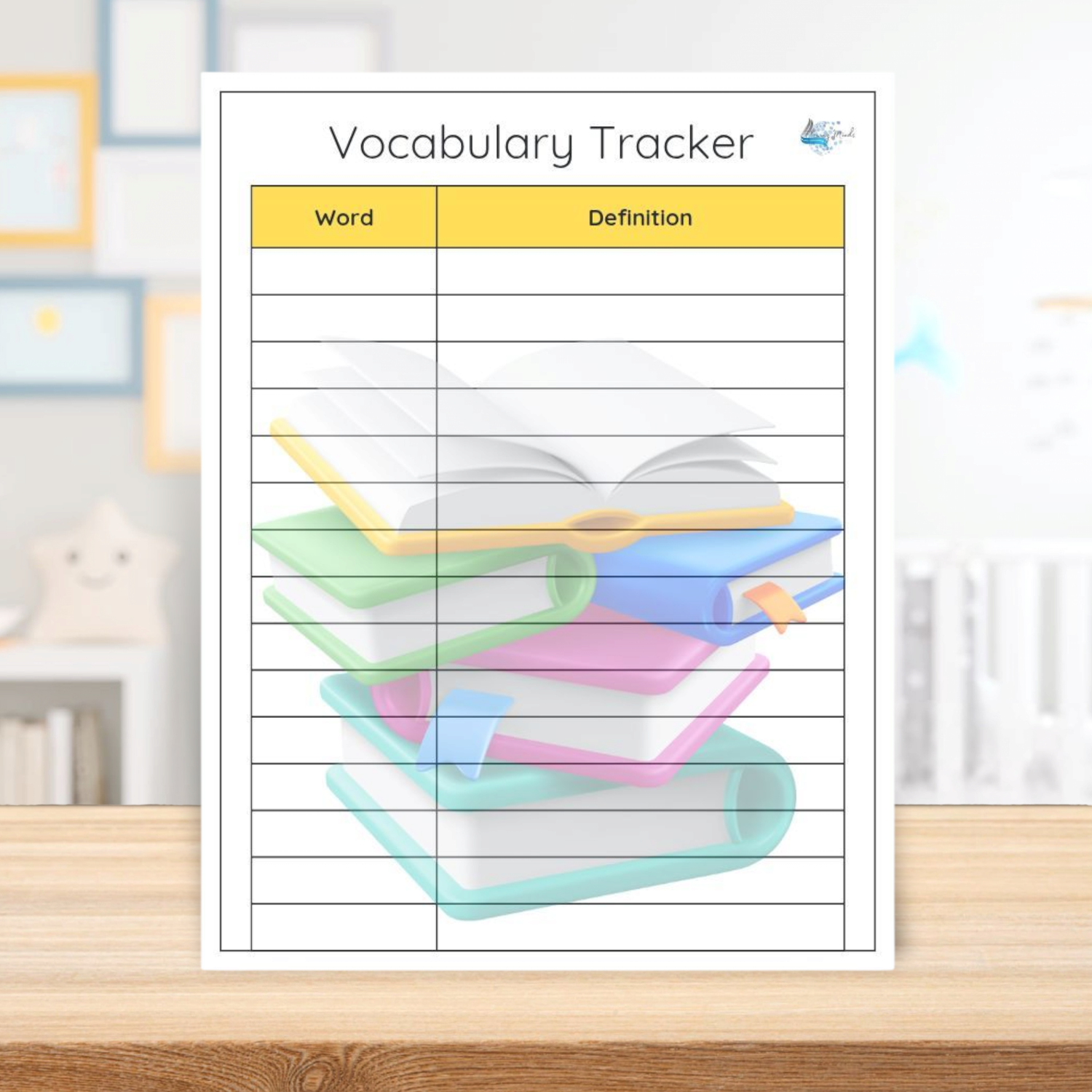 Vocabulary words tracker page