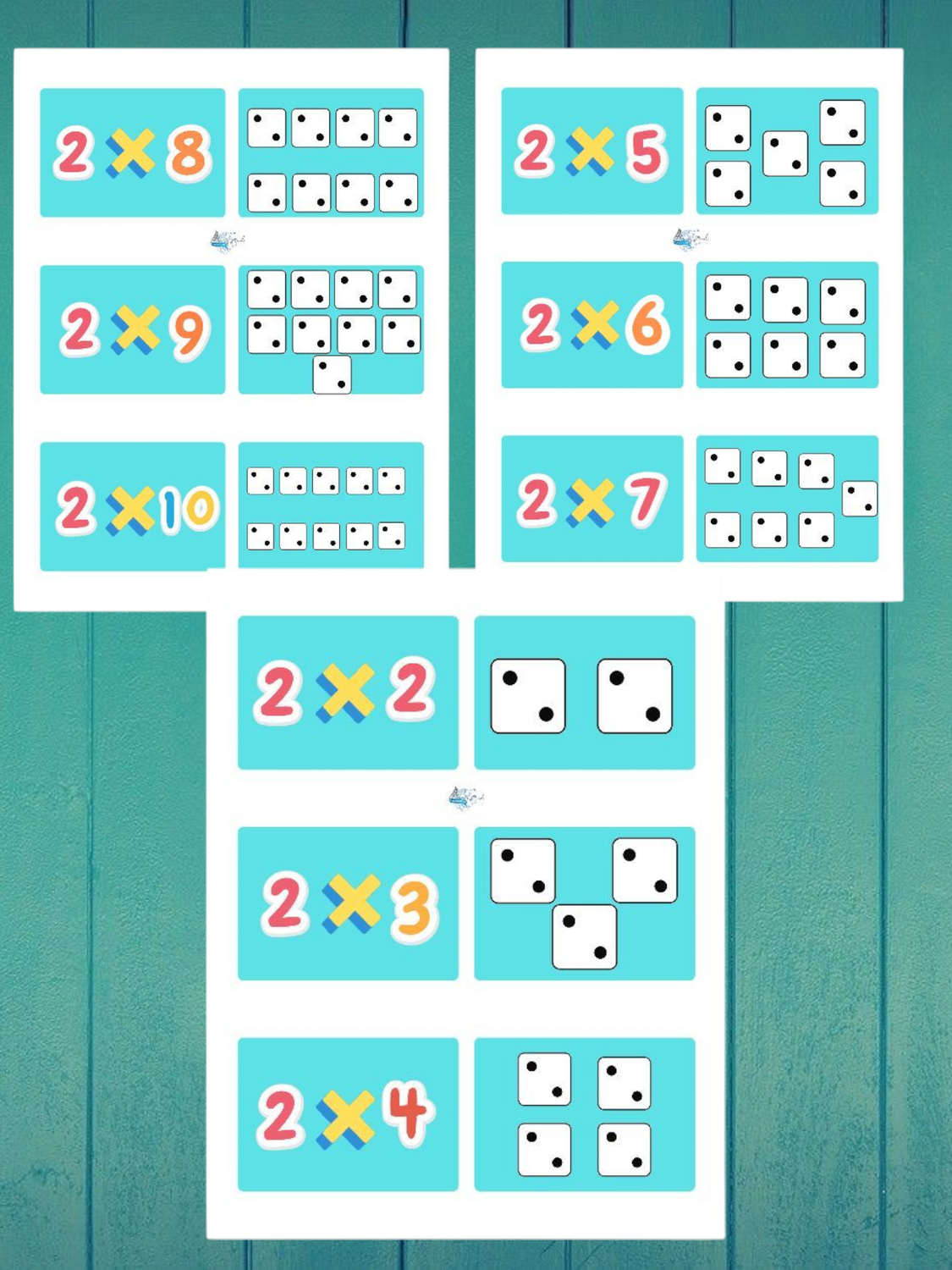 Multiplication matching game set 2×2-10