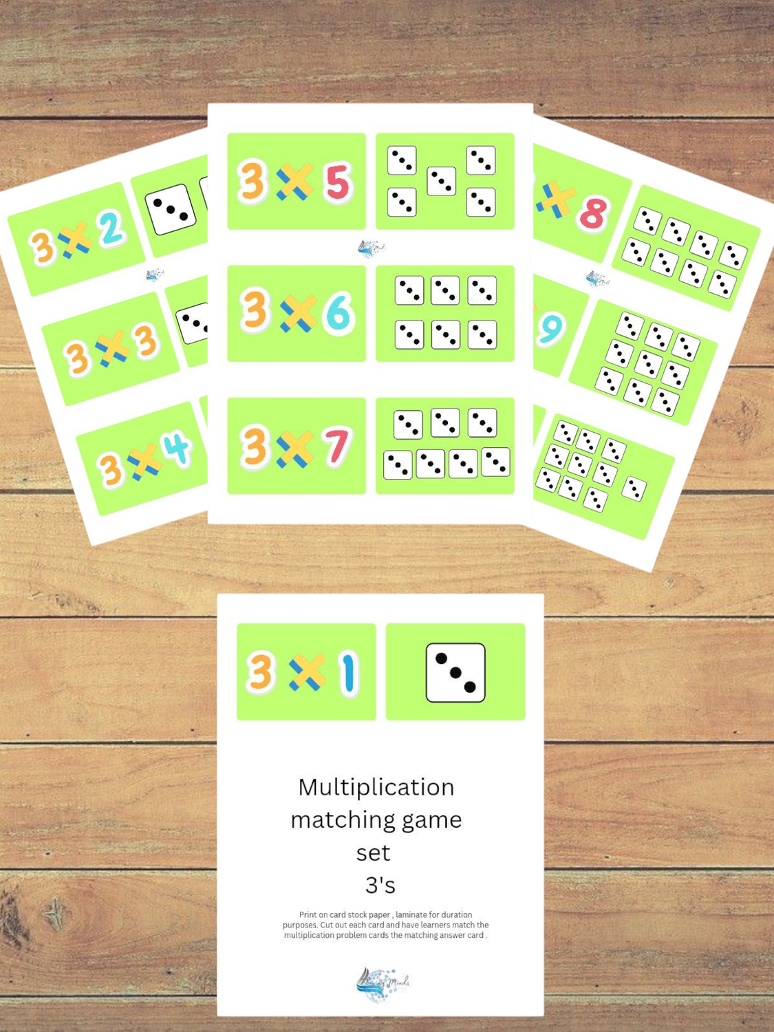 Multiplication matching game set 3&#39;s
