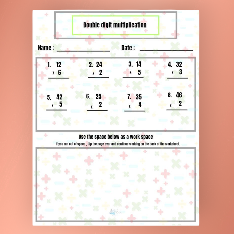 Two digit multiplication worksheet