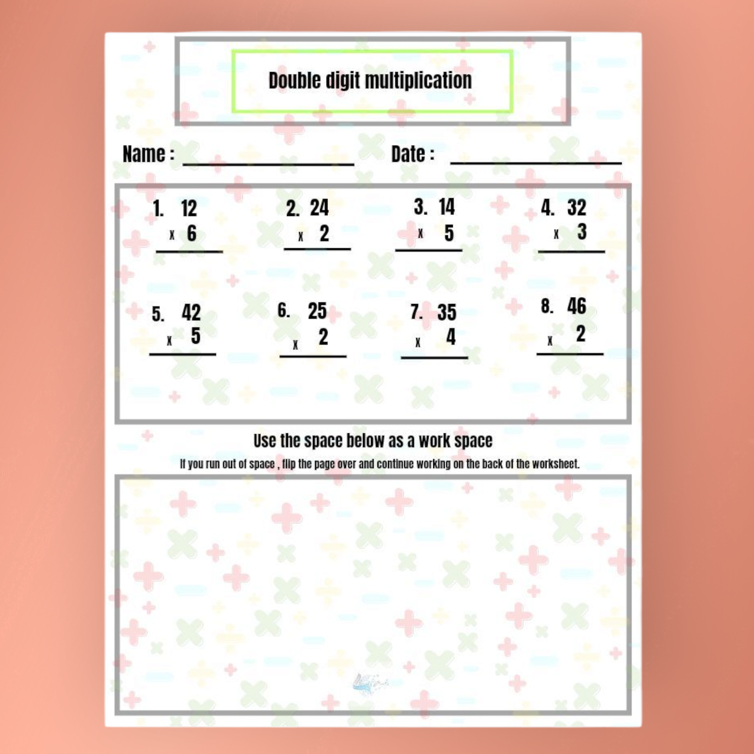 Two digit multiplication worksheet