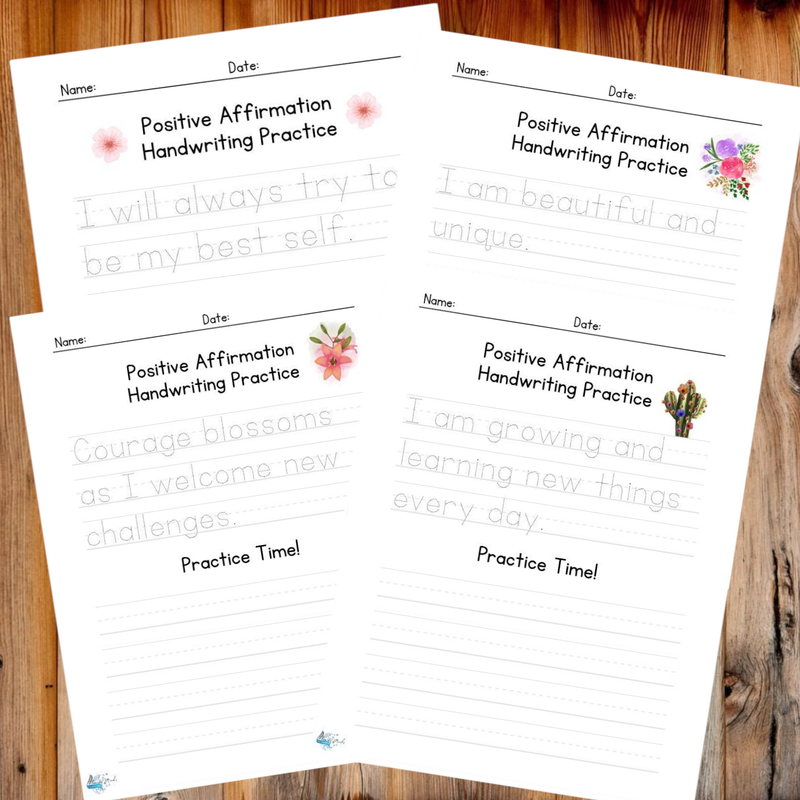  Kindness affirmation handwriting practice set 
