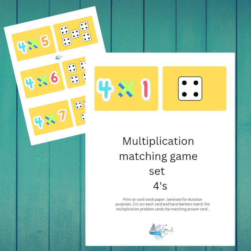 Multiplication matching game set 4&#39;s