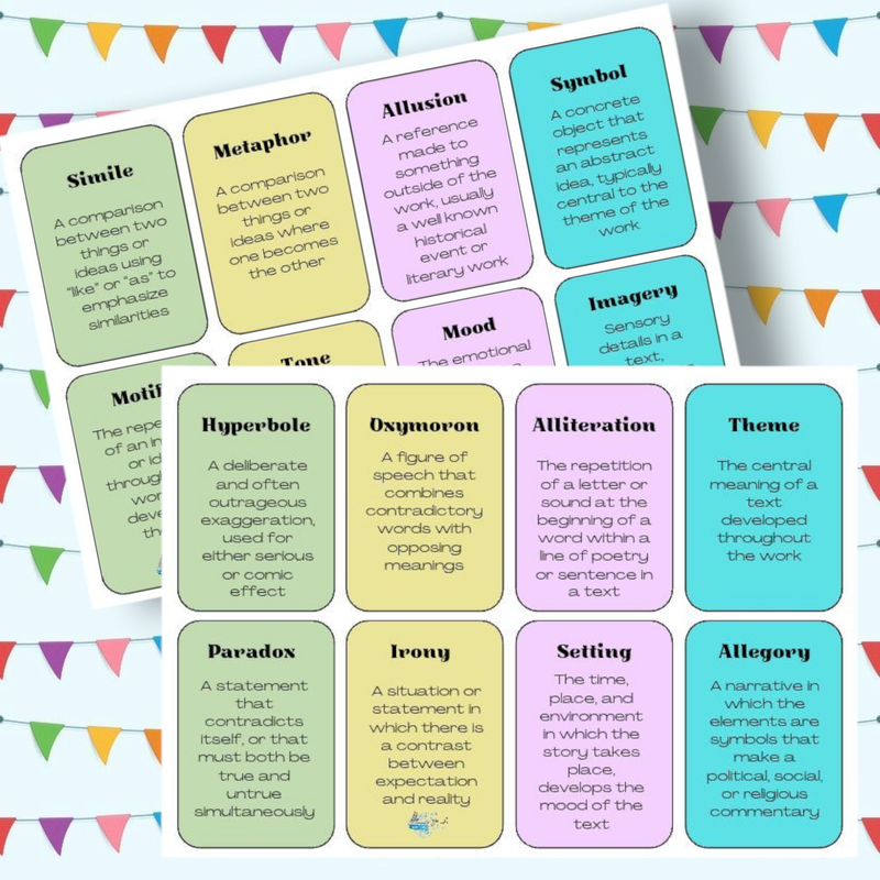 Literacy flash card set 