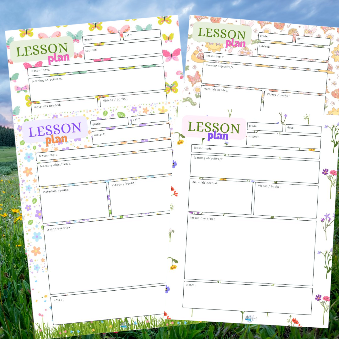 Spring themed set of 4 daily lesson planners 