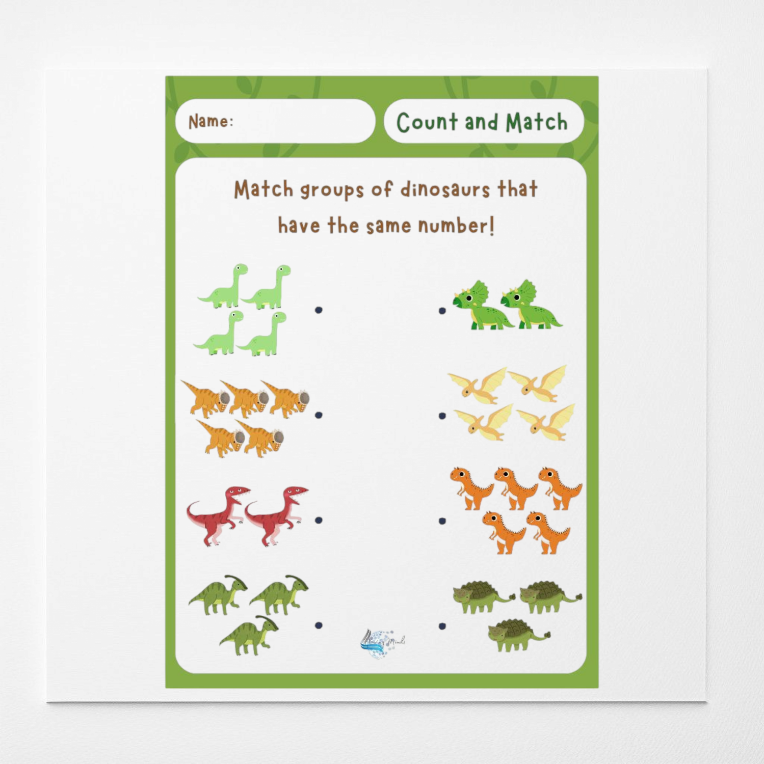  Count and match dinosaurs activity