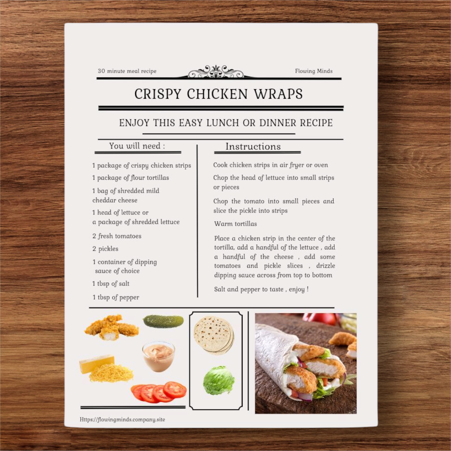 Crispy chicken wrap recipe