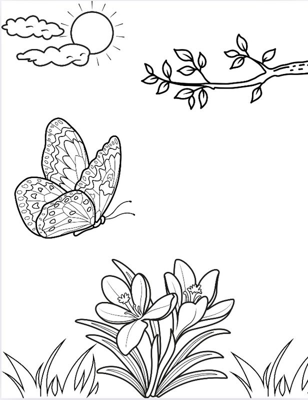 Butterfly garden coloring page 