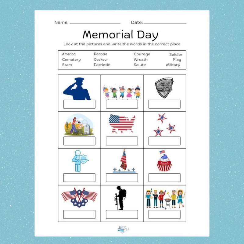 Memorial Day vocabulary worksheet 