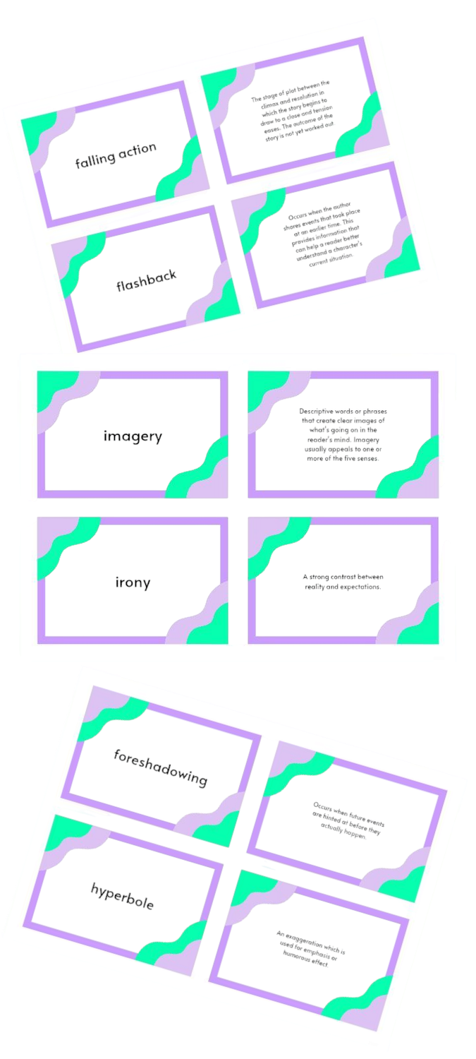 Literacy terms flashcards set 2