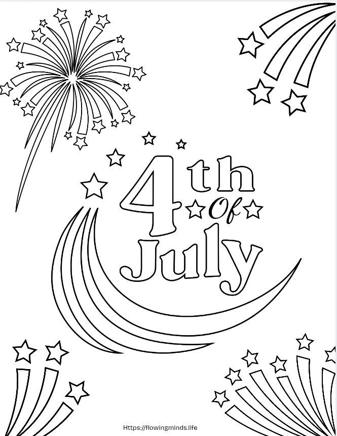 Happy 4th of July coloring page