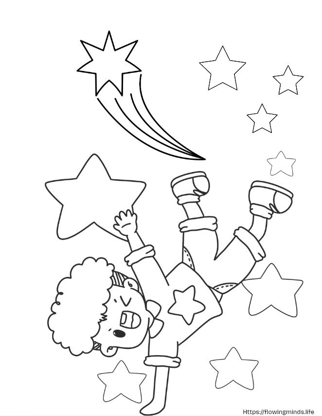 Hand stand kid coloring page