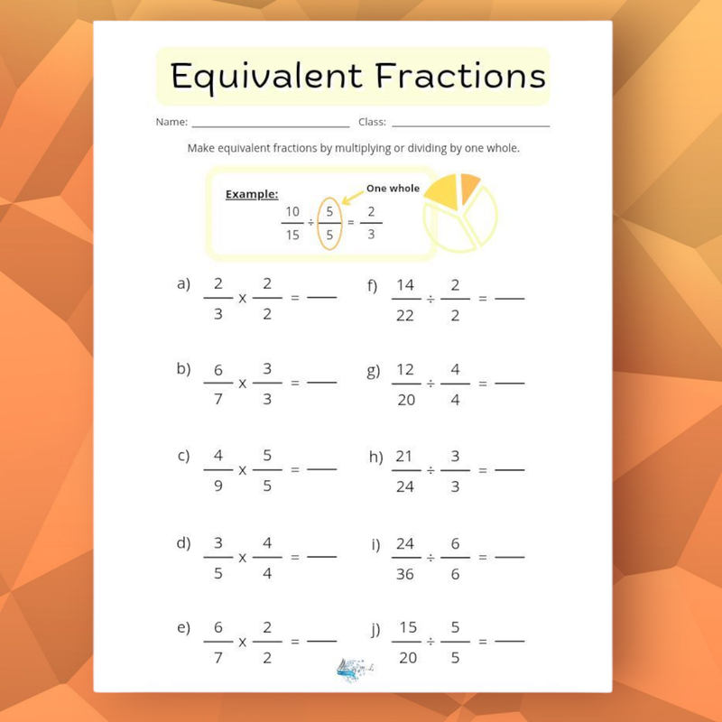 Equivalent Fractions activity page