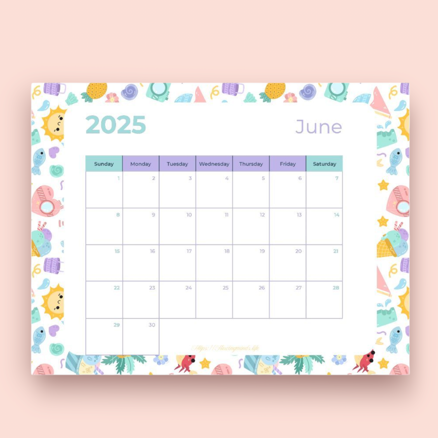 June 2025 Calendar page