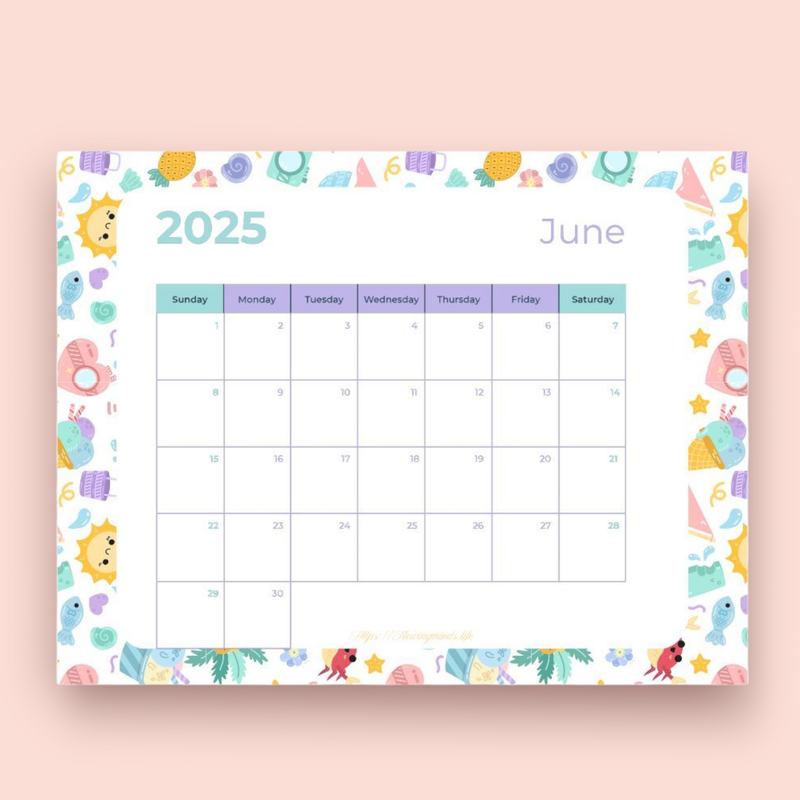 June 2025 Calendar page