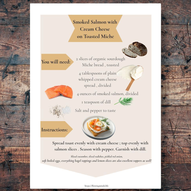 Smoked salmon with cream cheese on Sourdough Miche bread recipe