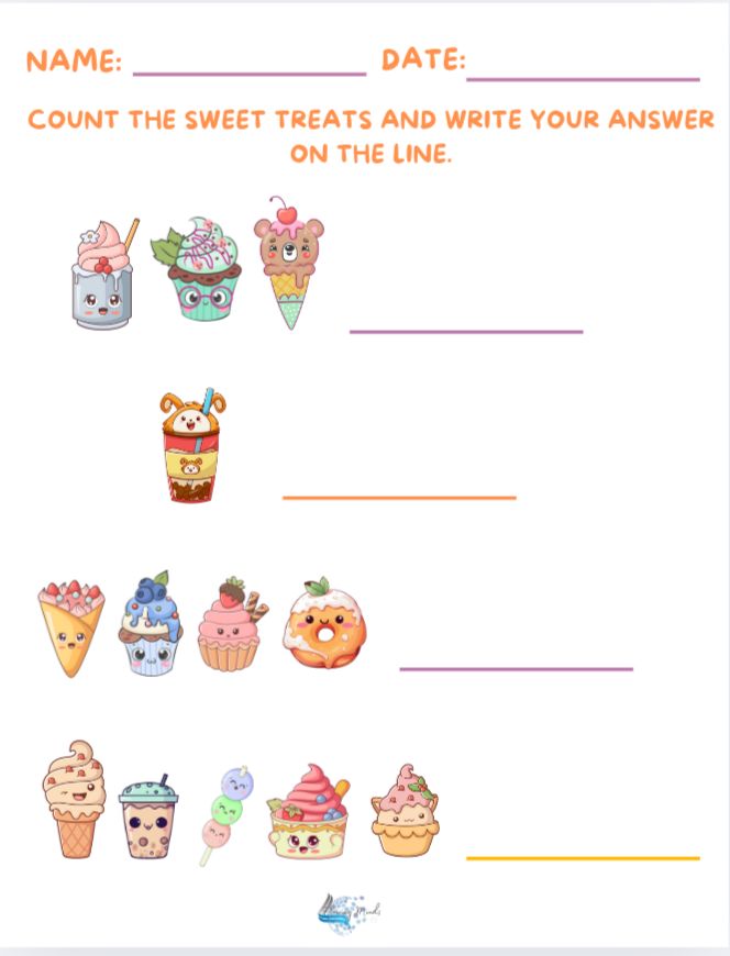 Counting sweet treats page