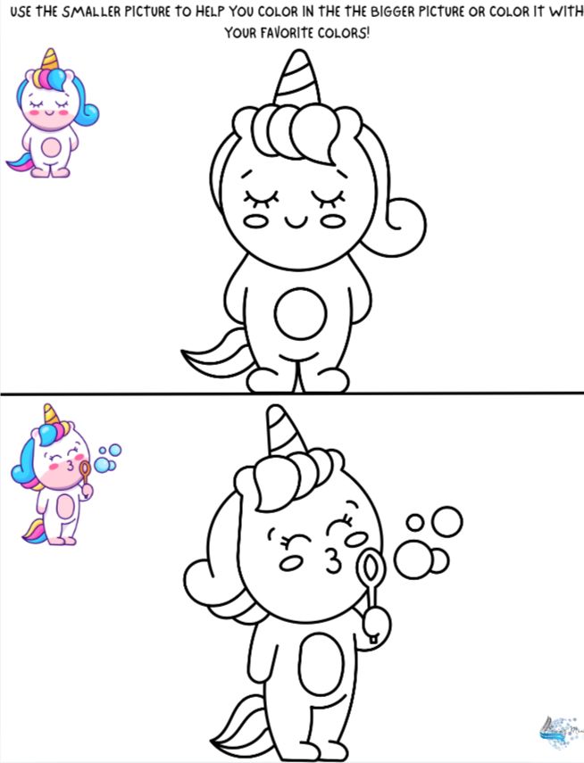 Color to match the pictures unicorn activity 