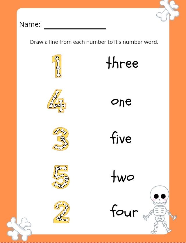 Matching numbers activity page