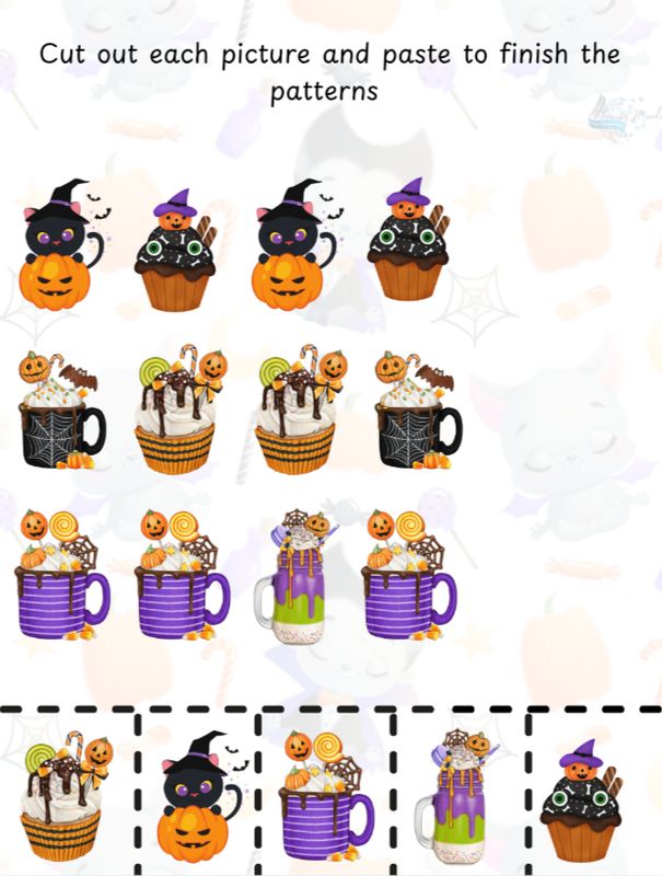 Halloween patterns activity page 
