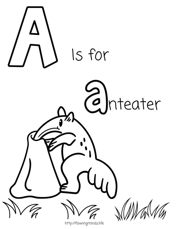 A is for anteater coloring page 
