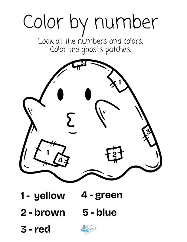 Color by number Halloween ghost activity 