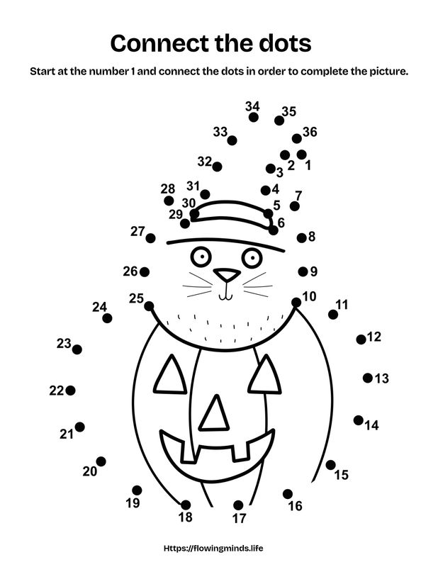 Connect the dots Halloween activity 