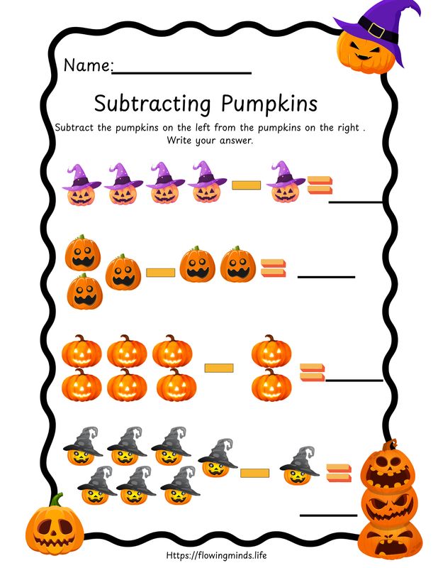 Subtracting Pumpkins activity page