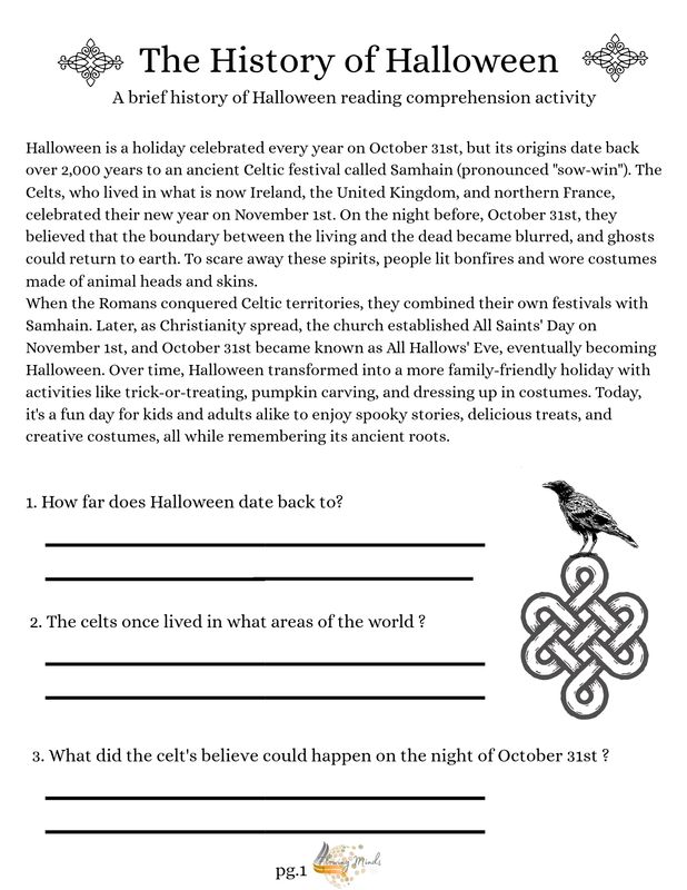  History of Halloween reading comprehension activity