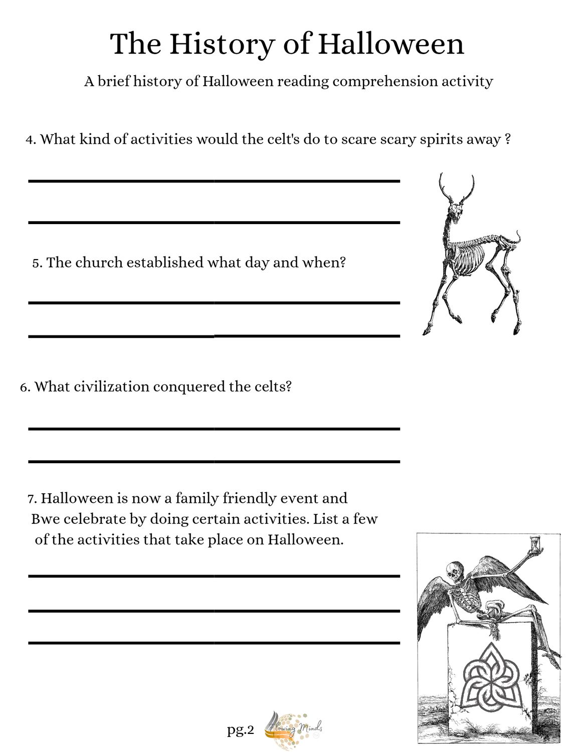  History of Halloween reading comprehension activity