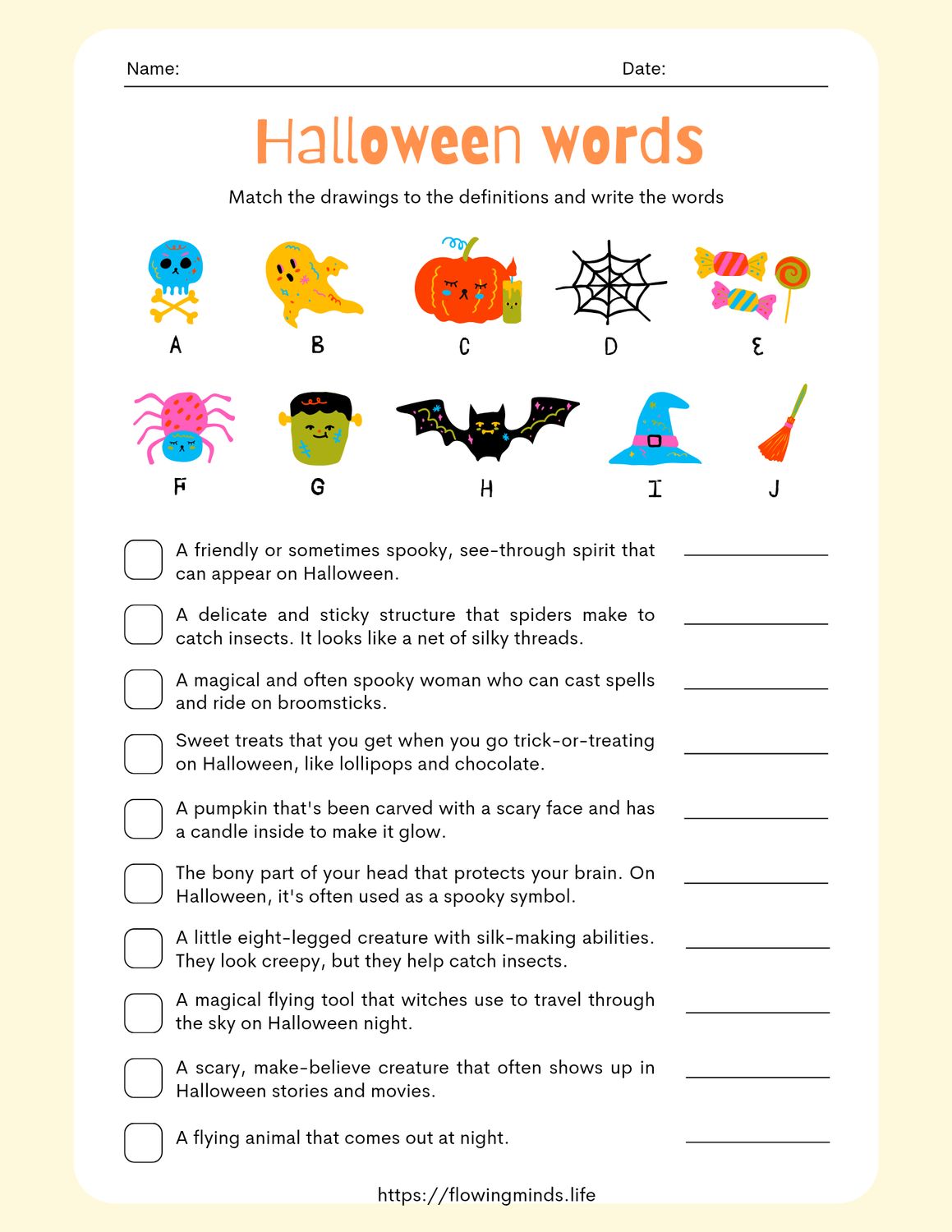 Halloween vocabulary activity